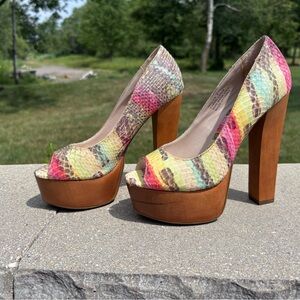 Zigi Soho Multicolor Platform Peep-Toe Heels